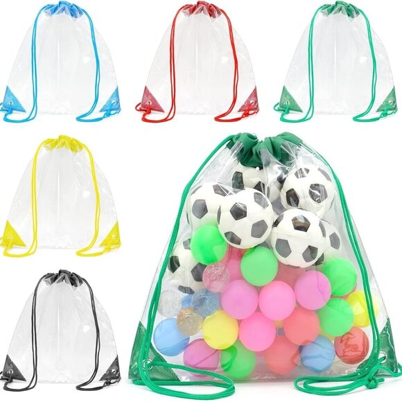 Other - 5 Pieces Waterproof Clear Drawstring Bags, Small Clear Bag for Stadium Events Gy